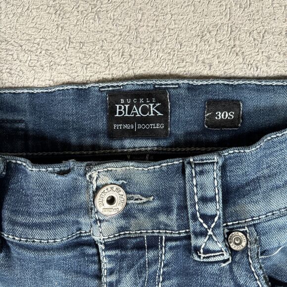 Buckle Black Women's Jeans Size 30s Fit No 9 Bootleg Distressed Grunge Destroyed - Picture 8 of 14